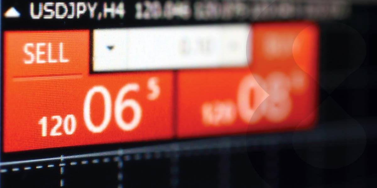 Close-up photo of a screen with Eightcap's MetaTrader 4 app