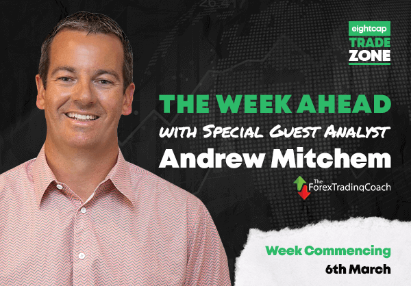 Trade Zone Week Ahead Live with Andrew Mitchem (The Forex Trading Coach): 6th March – 10th March